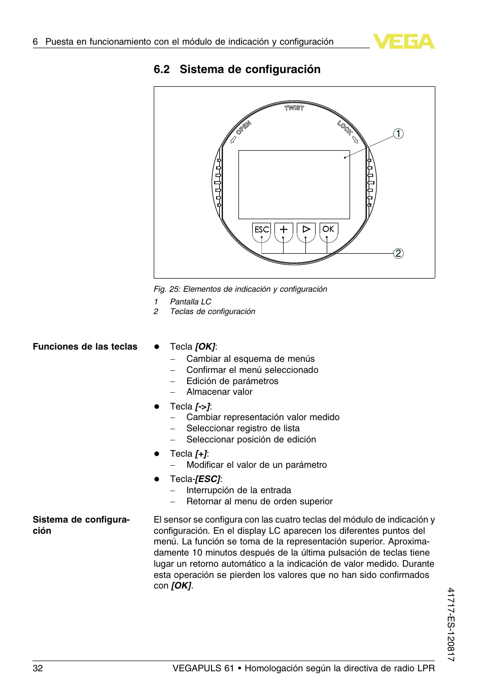 2 sistema de configuración, 2 s istema de conﬁguración | VEGA VEGAPULS 61 (≥ 2.0.0 - ≥ 4.0.0) Modbus and Levelmaster protocol Approval according to LPR radio standard User Manual | Page 32 / 100
