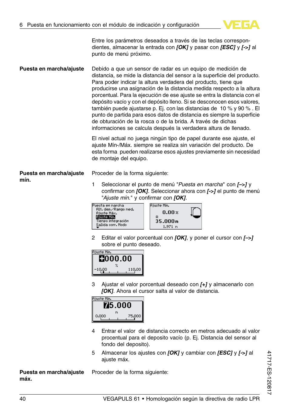 VEGA VEGAPULS 61 (≥ 2.0.0 - ≥ 4.0.0) Modbus and Levelmaster protocol Approval according to LPR radio standard User Manual | Page 40 / 100