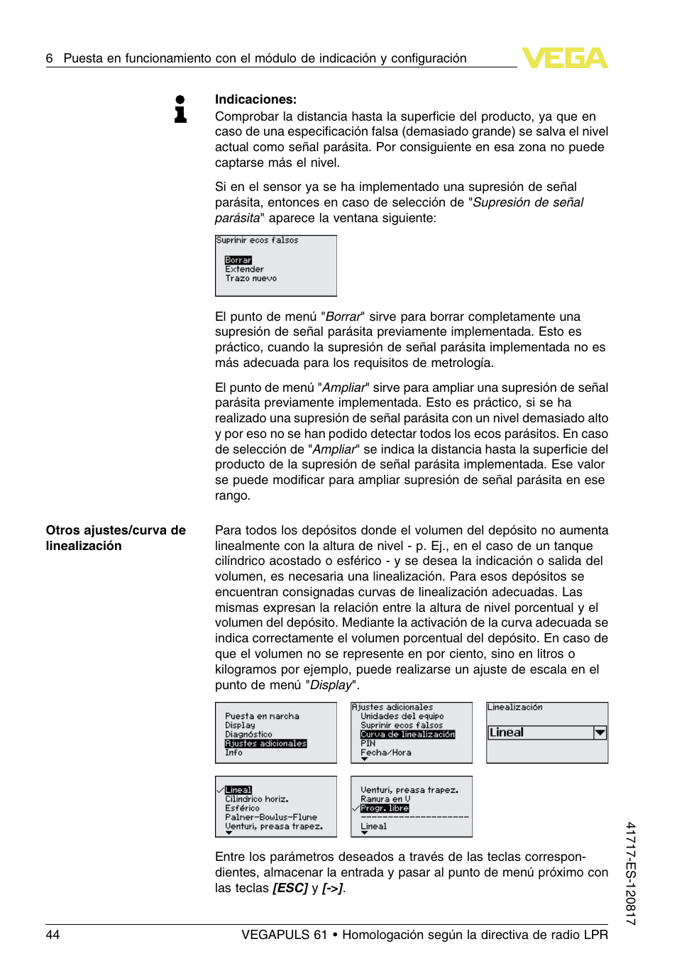 VEGA VEGAPULS 61 (≥ 2.0.0 - ≥ 4.0.0) Modbus and Levelmaster protocol Approval according to LPR radio standard User Manual | Page 44 / 100