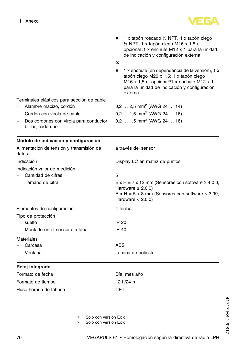 VEGA VEGAPULS 61 (≥ 2.0.0 - ≥ 4.0.0) Modbus and Levelmaster protocol Approval according to LPR radio standard User Manual | Page 70 / 100