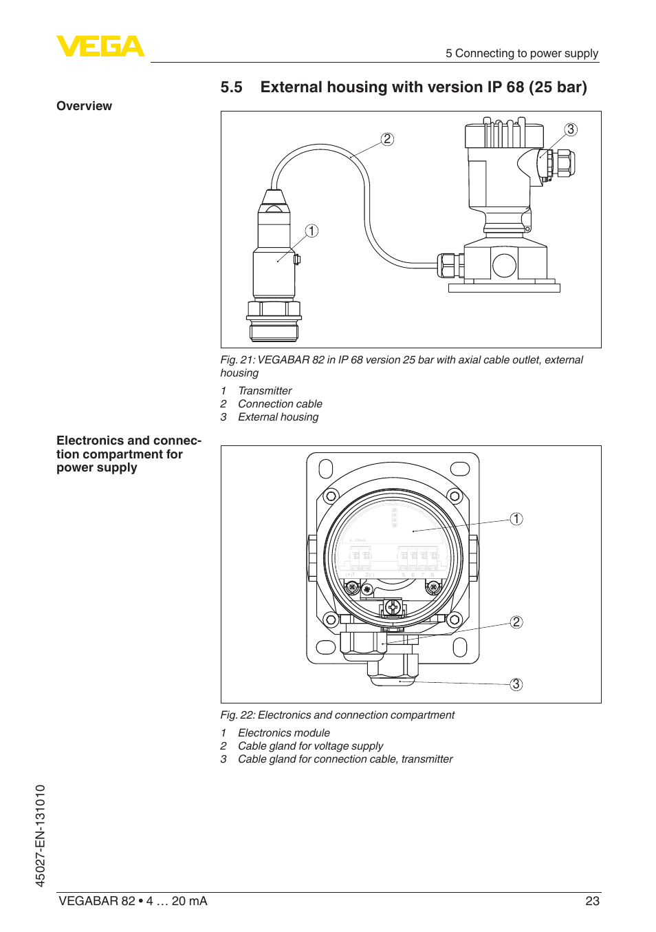 VEGA VEGABAR 82 4 … 20 mA - Operating Instructions User Manual | Page 23 / 76