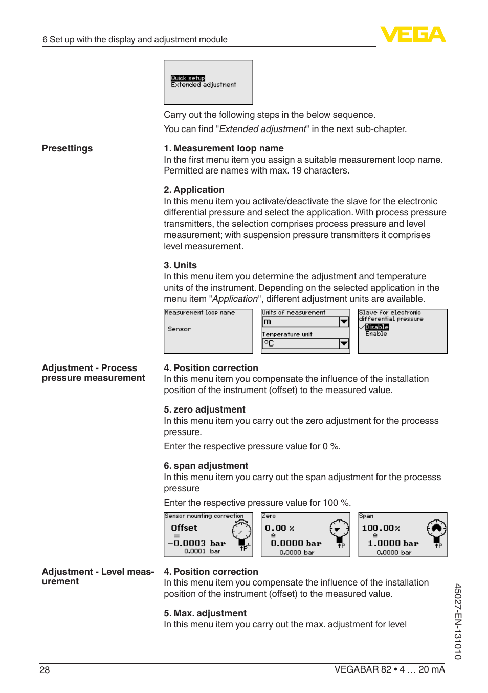 VEGA VEGABAR 82 4 … 20 mA - Operating Instructions User Manual | Page 28 / 76