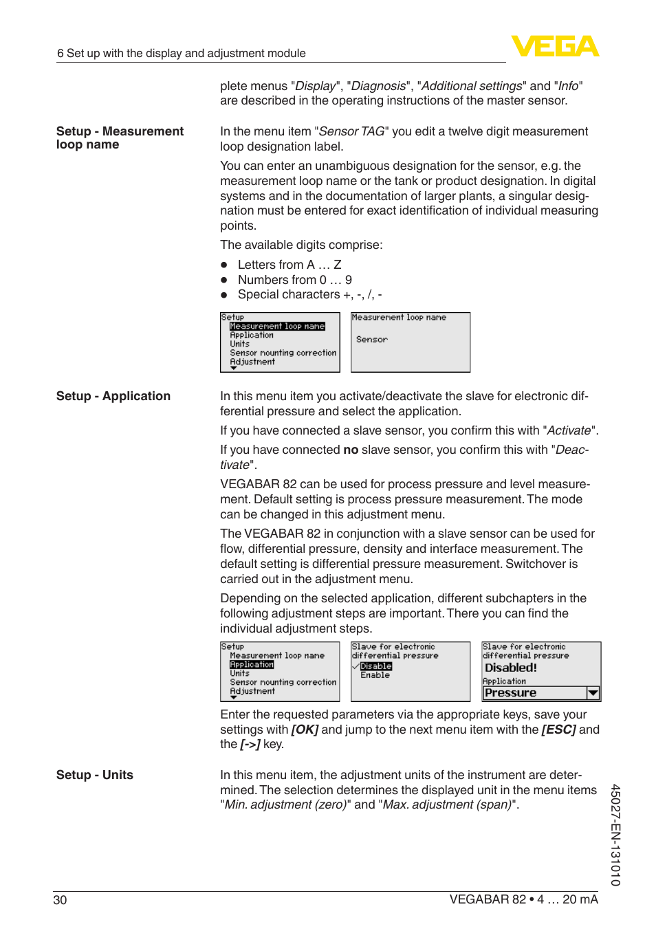 VEGA VEGABAR 82 4 … 20 mA - Operating Instructions User Manual | Page 30 / 76