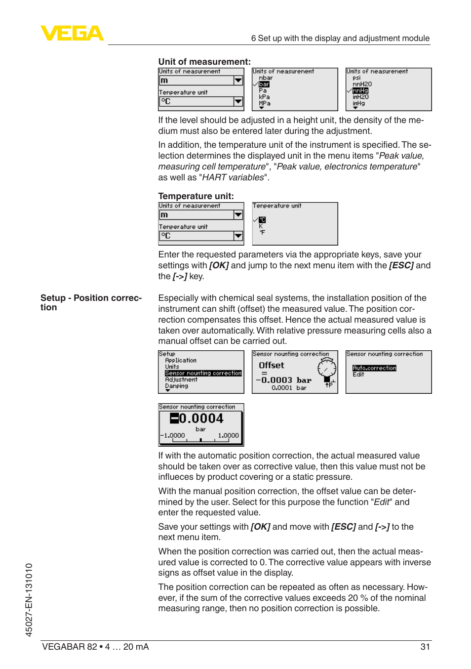 VEGA VEGABAR 82 4 … 20 mA - Operating Instructions User Manual | Page 31 / 76