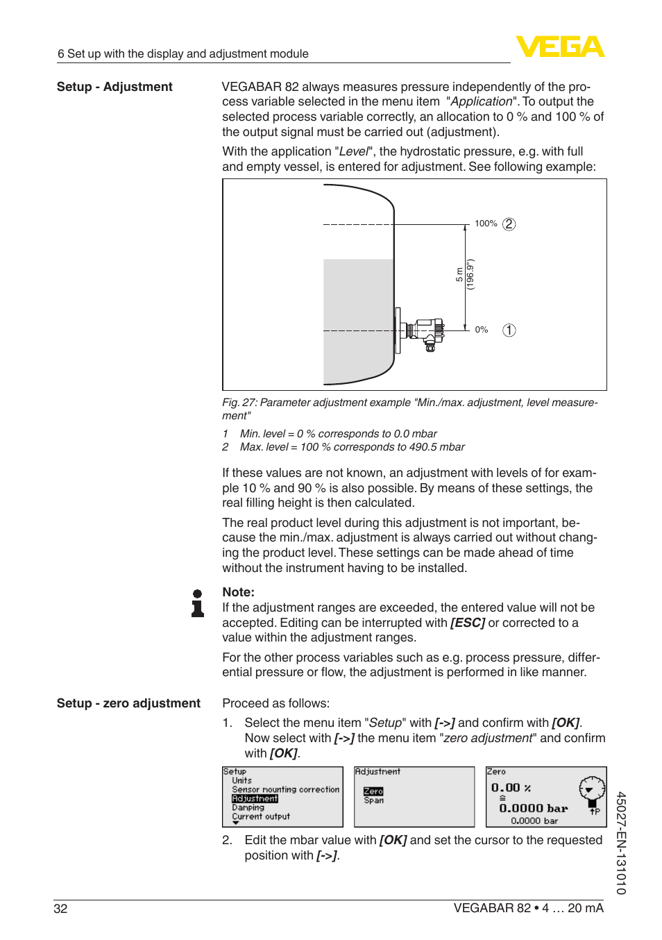 VEGA VEGABAR 82 4 … 20 mA - Operating Instructions User Manual | Page 32 / 76