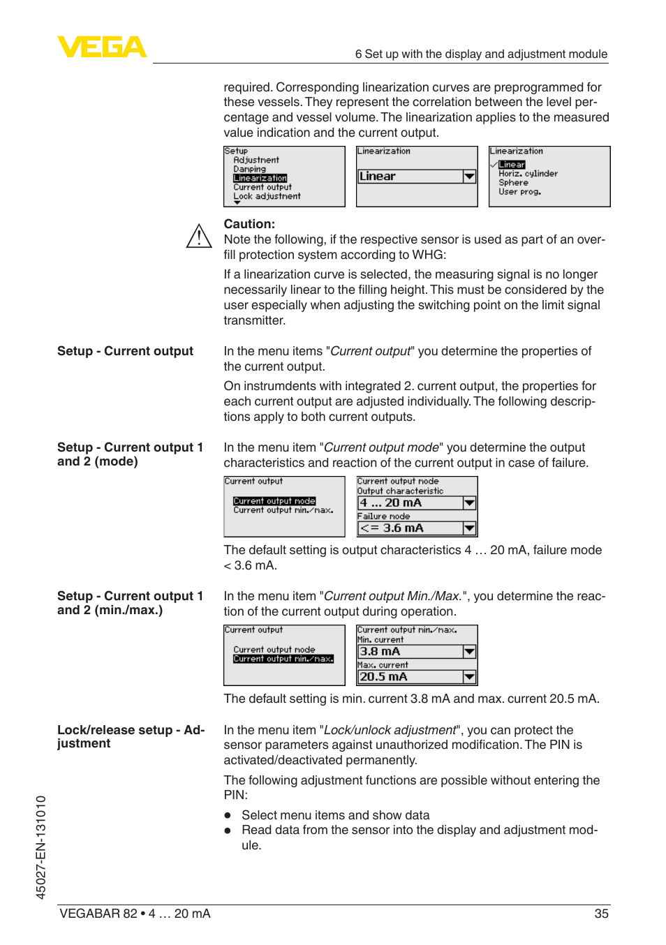 VEGA VEGABAR 82 4 … 20 mA - Operating Instructions User Manual | Page 35 / 76