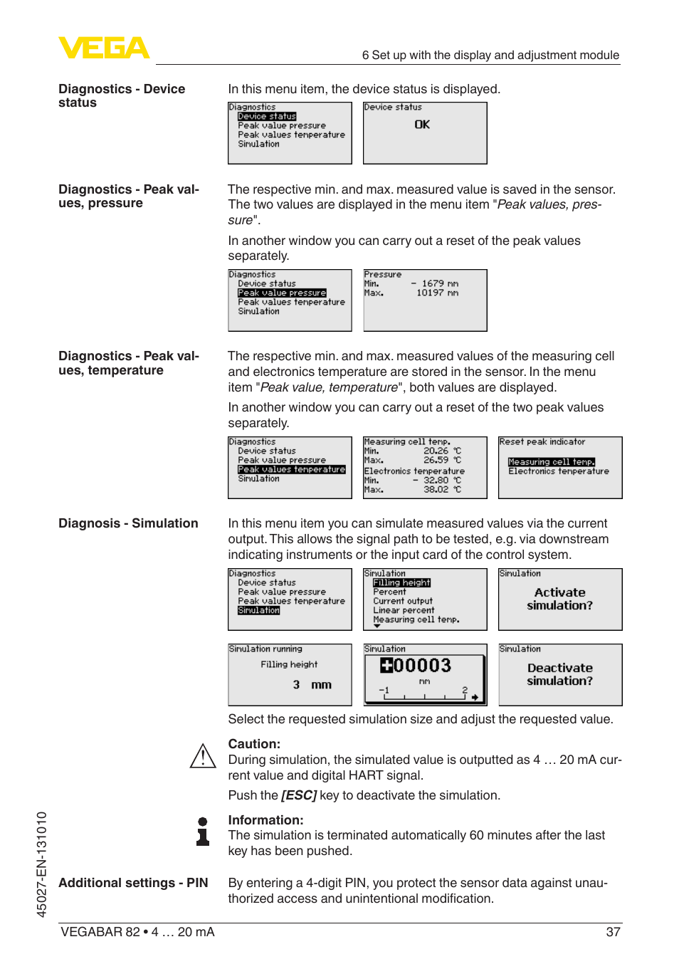 VEGA VEGABAR 82 4 … 20 mA - Operating Instructions User Manual | Page 37 / 76