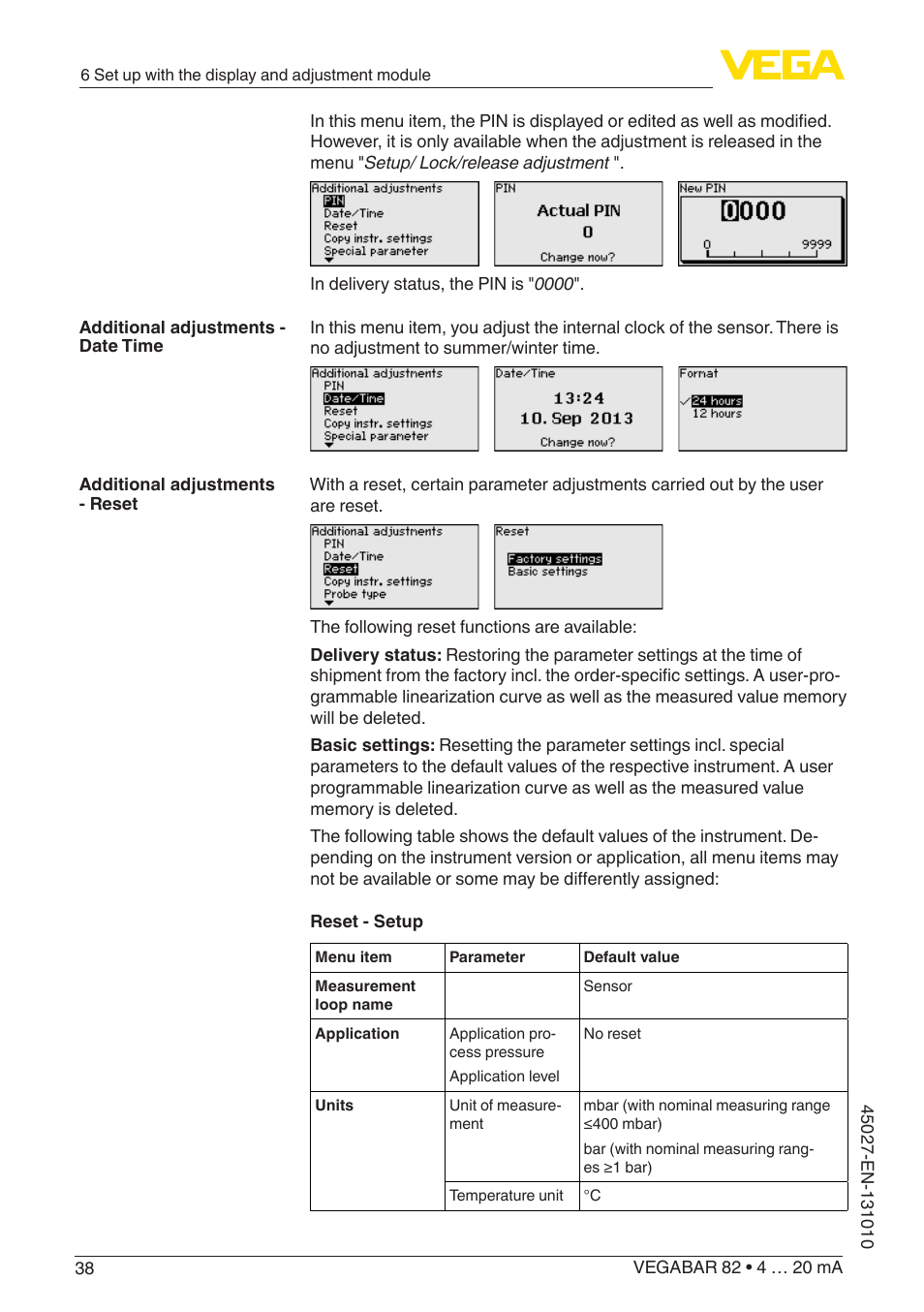 VEGA VEGABAR 82 4 … 20 mA - Operating Instructions User Manual | Page 38 / 76