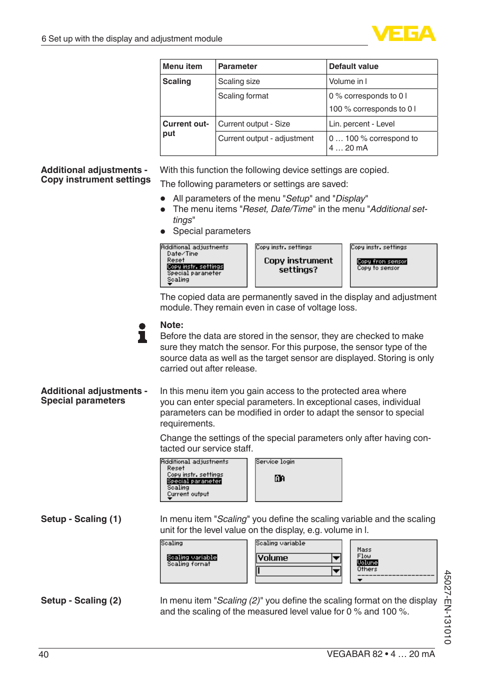 VEGA VEGABAR 82 4 … 20 mA - Operating Instructions User Manual | Page 40 / 76