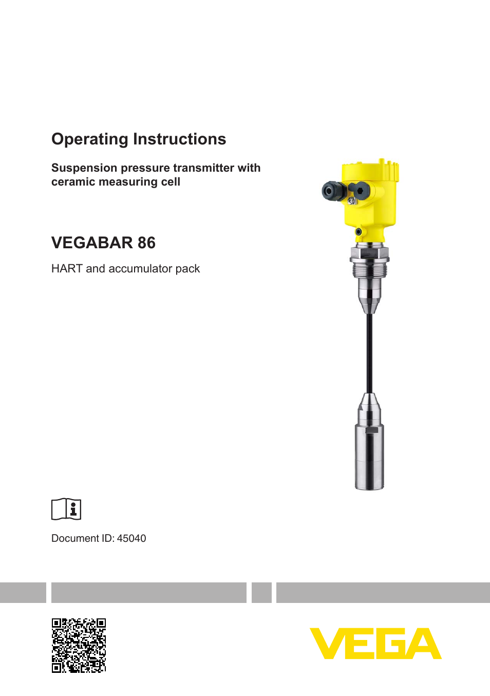 VEGA VEGABAR 86 HART and accumulator pack - Operating Instructions User Manual | 64 pages