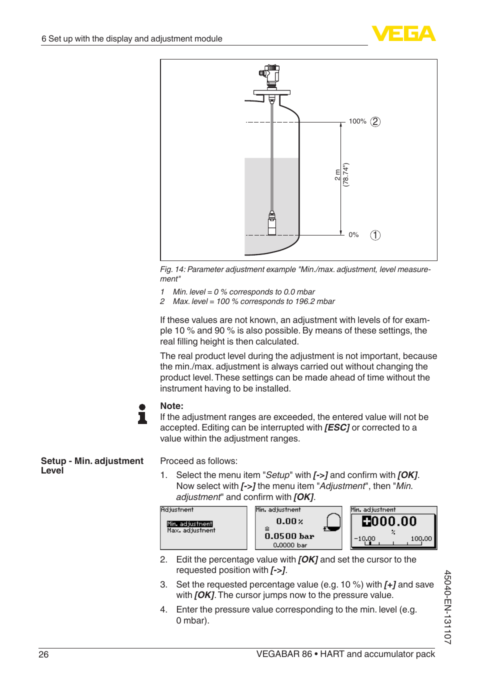 VEGA VEGABAR 86 HART and accumulator pack - Operating Instructions User Manual | Page 26 / 64