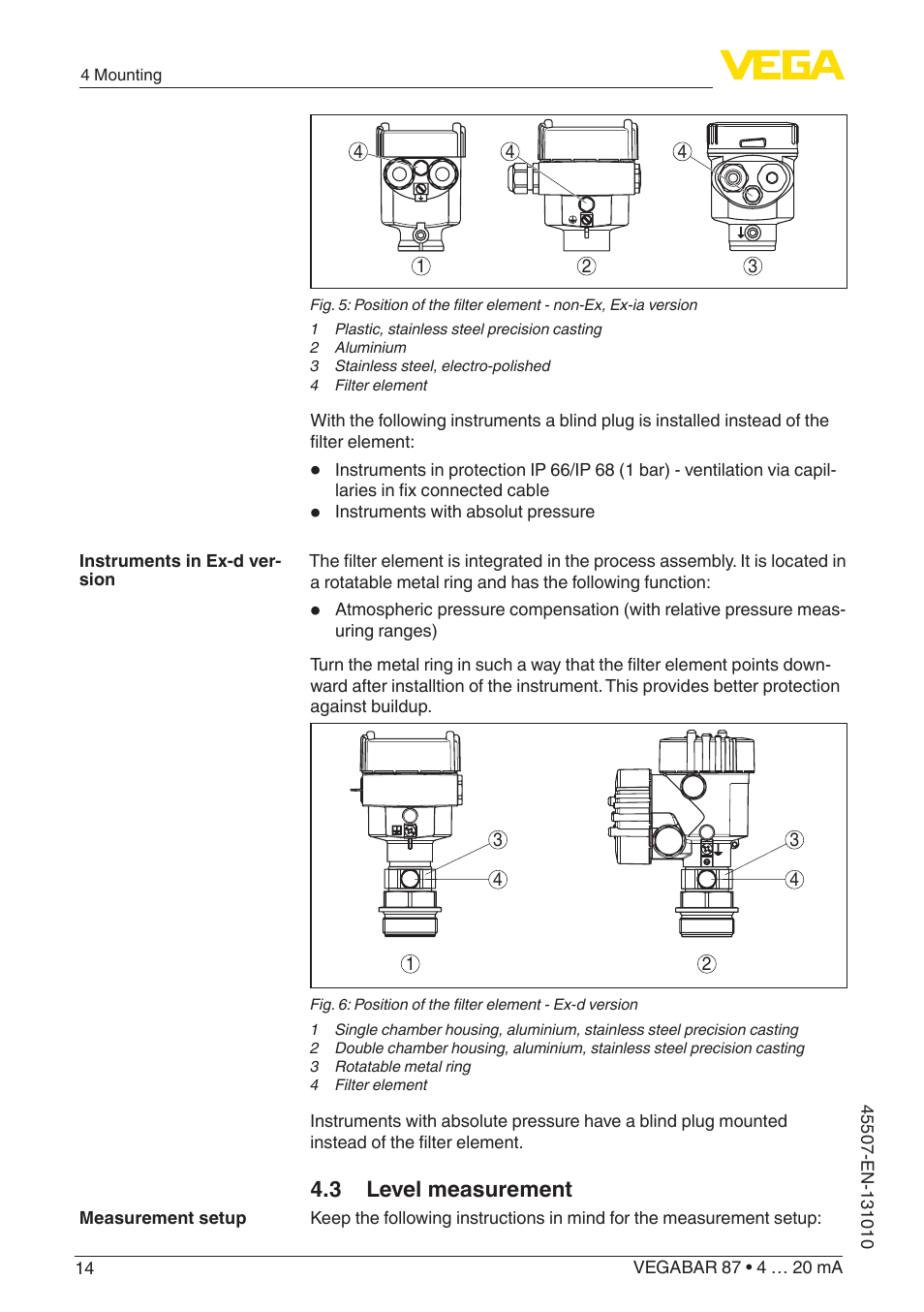 3 level measurement | VEGA VEGABAR 87 4 … 20 mA - Operating Instructions User Manual | Page 14 / 72