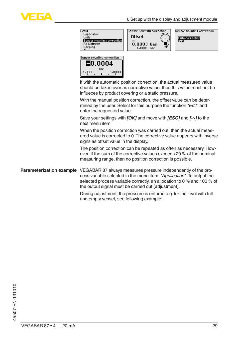 VEGA VEGABAR 87 4 … 20 mA - Operating Instructions User Manual | Page 29 / 72