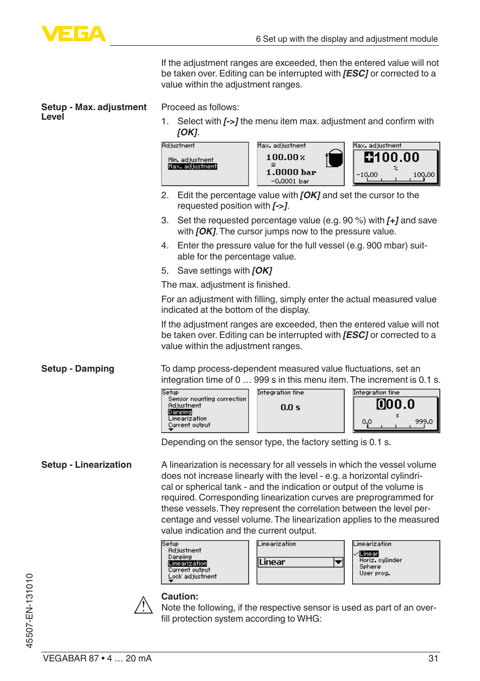 VEGA VEGABAR 87 4 … 20 mA - Operating Instructions User Manual | Page 31 / 72