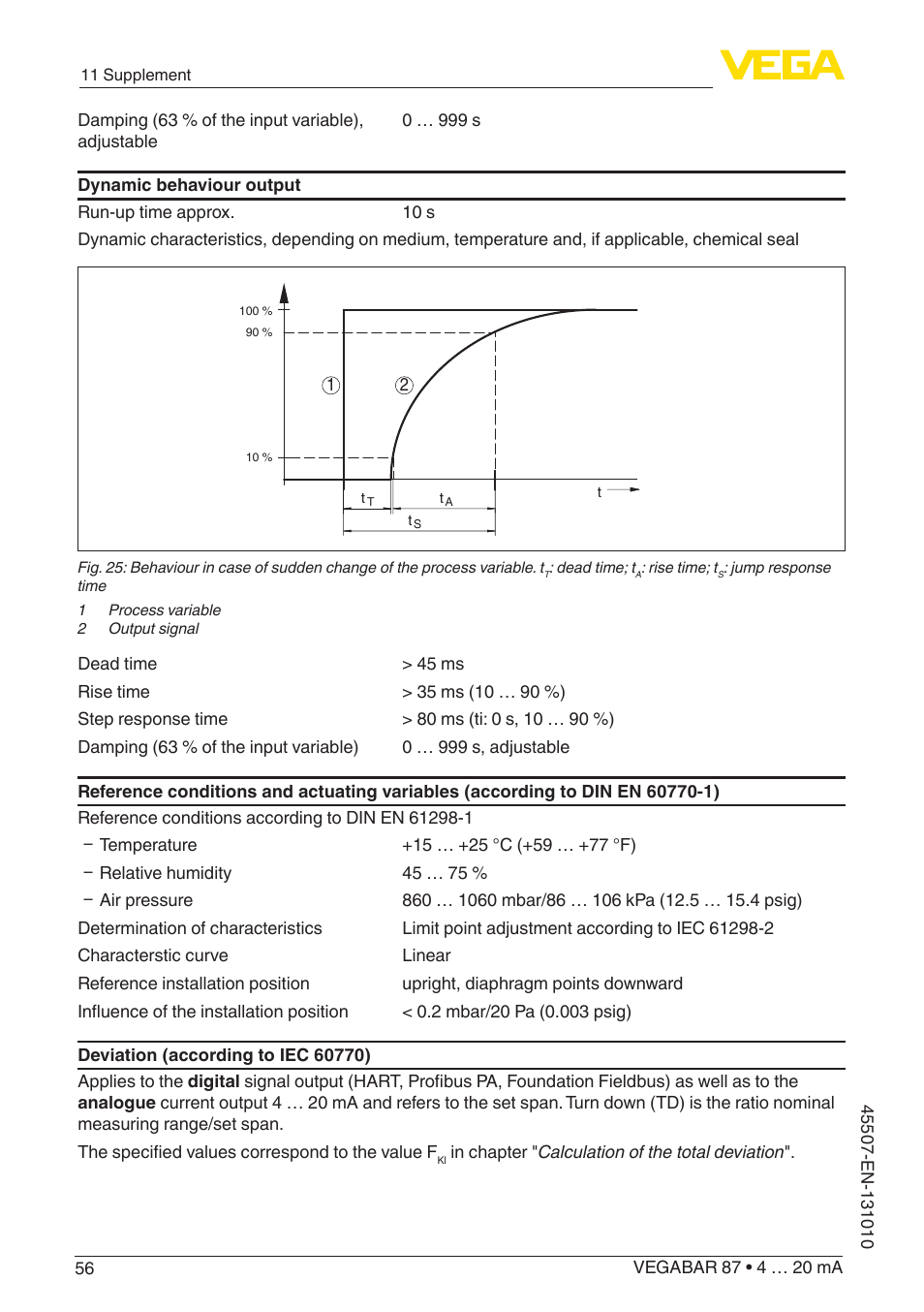 VEGA VEGABAR 87 4 … 20 mA - Operating Instructions User Manual | Page 56 / 72