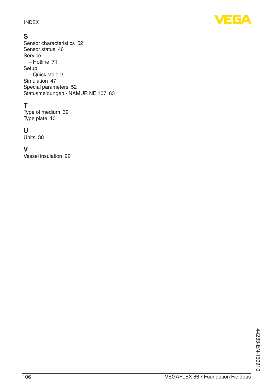 VEGA VEGAFLEX 86 Foundation Fieldbus User Manual | Page 106 / 108