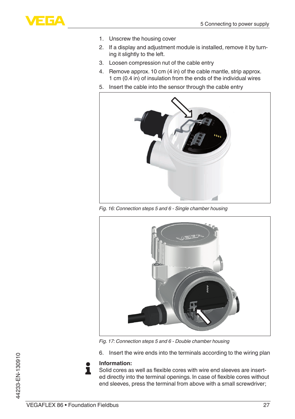 VEGA VEGAFLEX 86 Foundation Fieldbus User Manual | Page 27 / 108