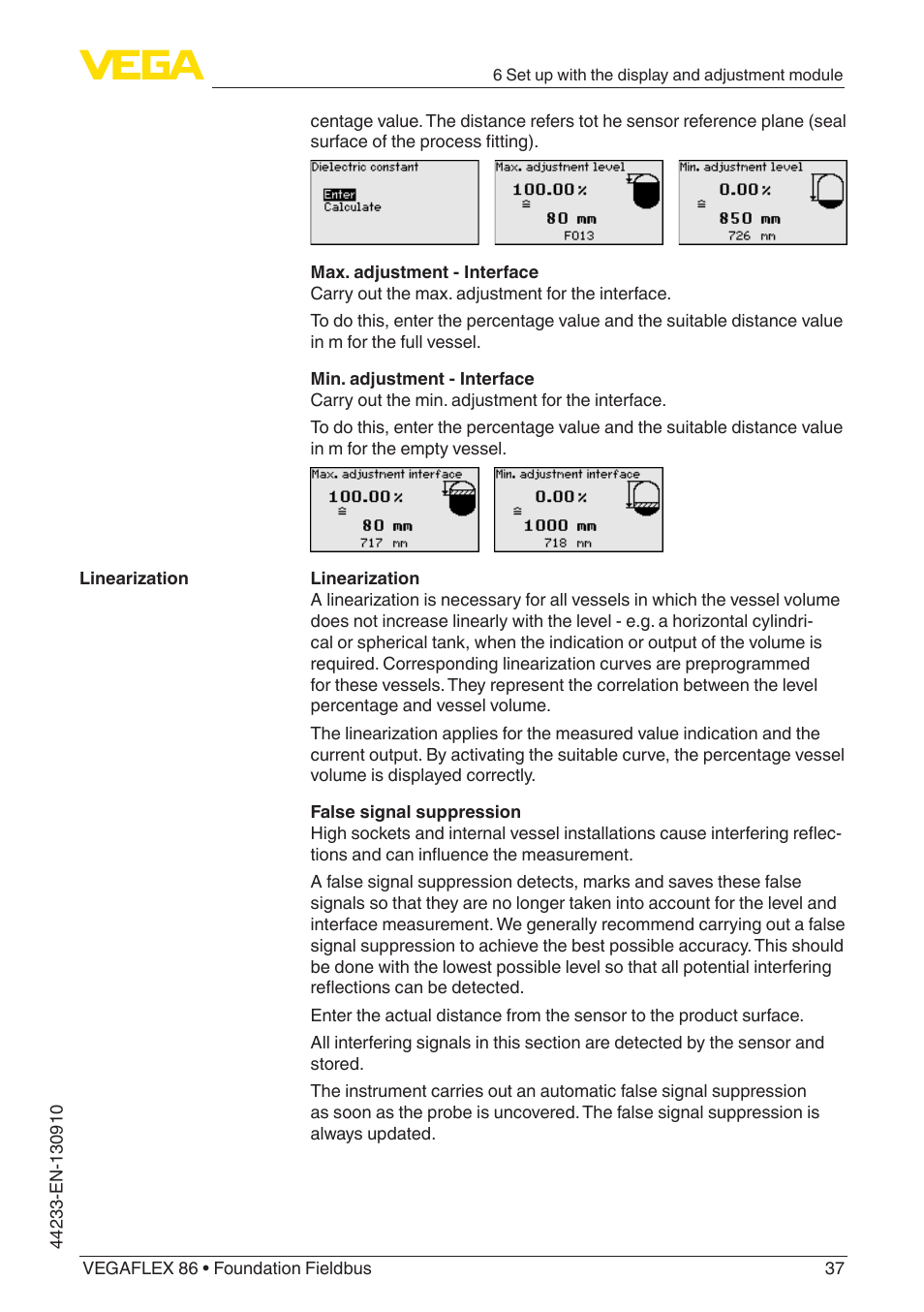 VEGA VEGAFLEX 86 Foundation Fieldbus User Manual | Page 37 / 108