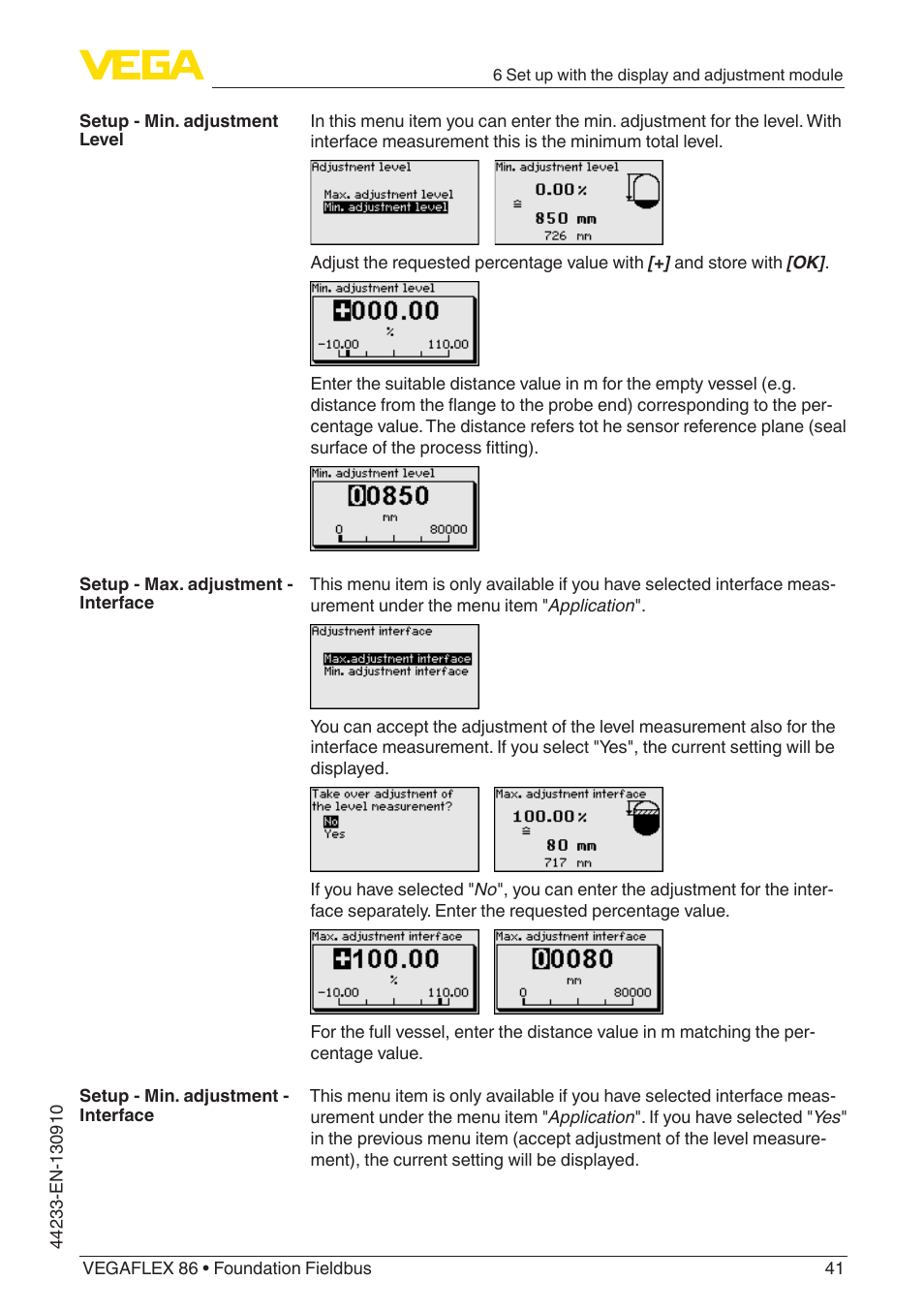 VEGA VEGAFLEX 86 Foundation Fieldbus User Manual | Page 41 / 108