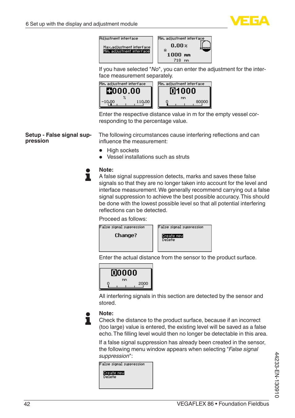 VEGA VEGAFLEX 86 Foundation Fieldbus User Manual | Page 42 / 108