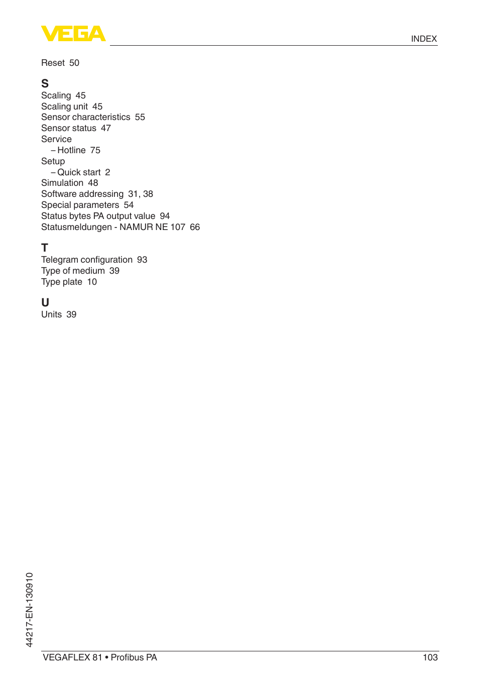 VEGA VEGAFLEX 81 Profibus PA User Manual | Page 103 / 104