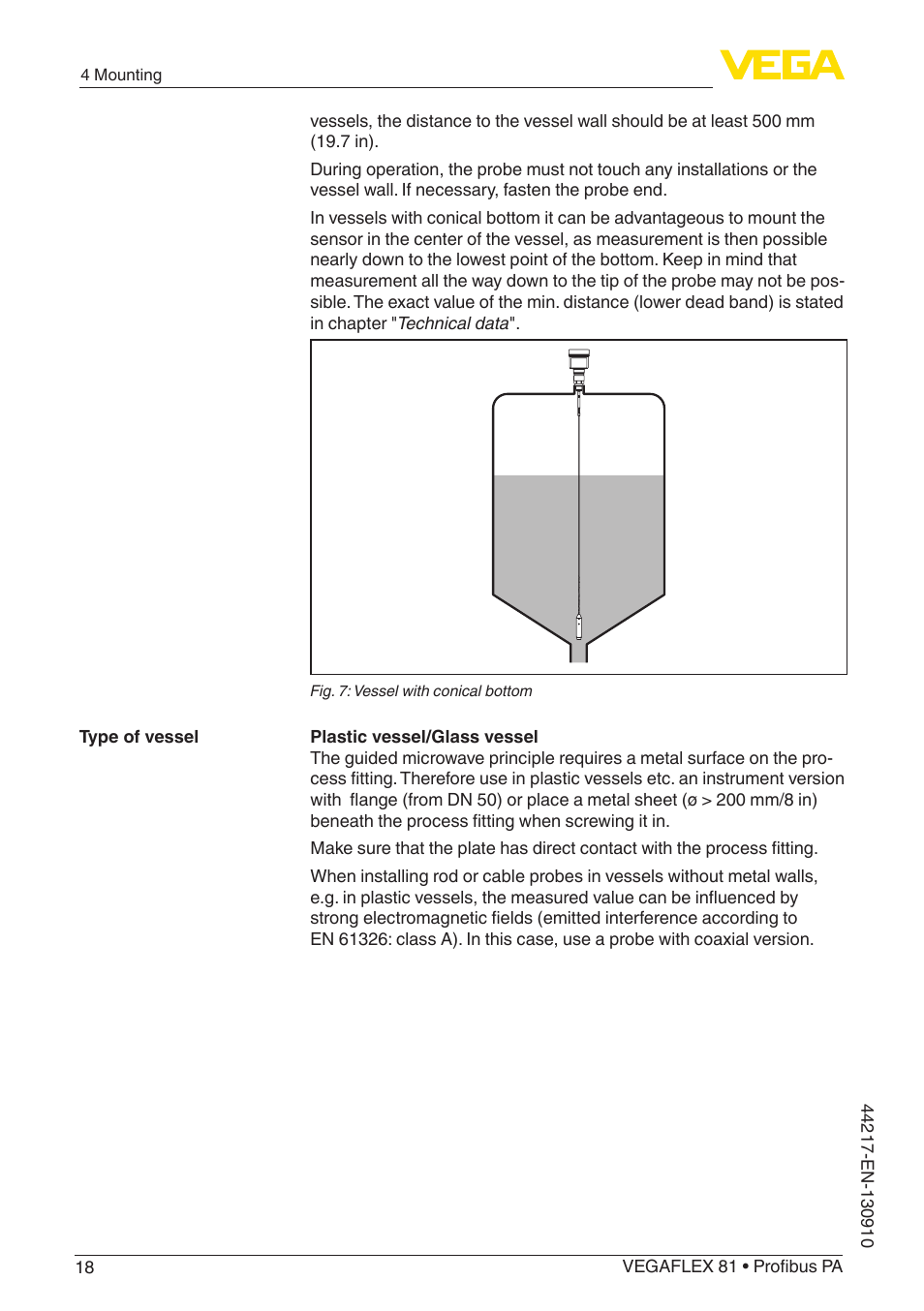 VEGA VEGAFLEX 81 Profibus PA User Manual | Page 18 / 104