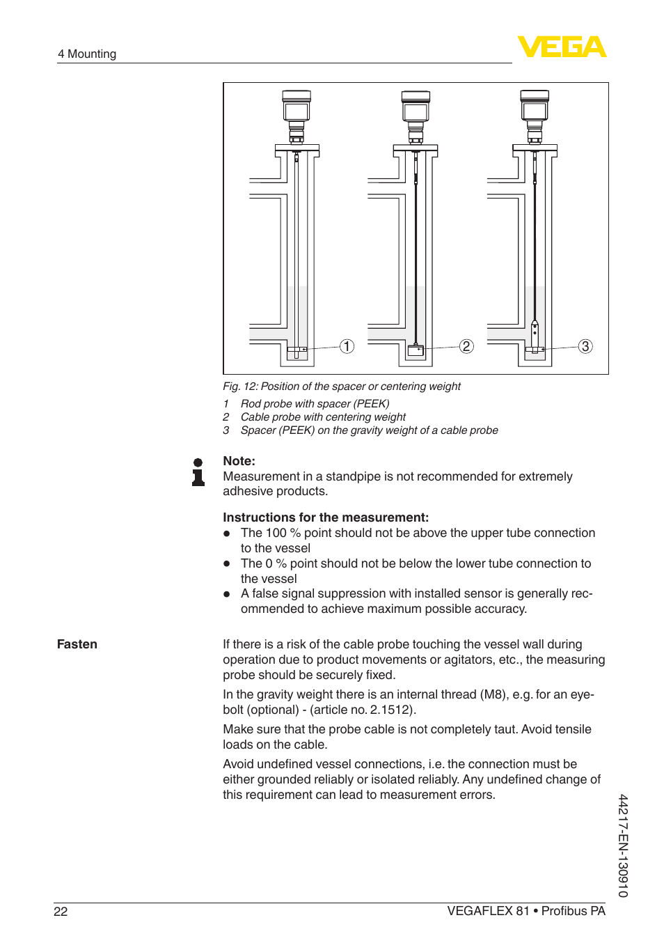 VEGA VEGAFLEX 81 Profibus PA User Manual | Page 22 / 104