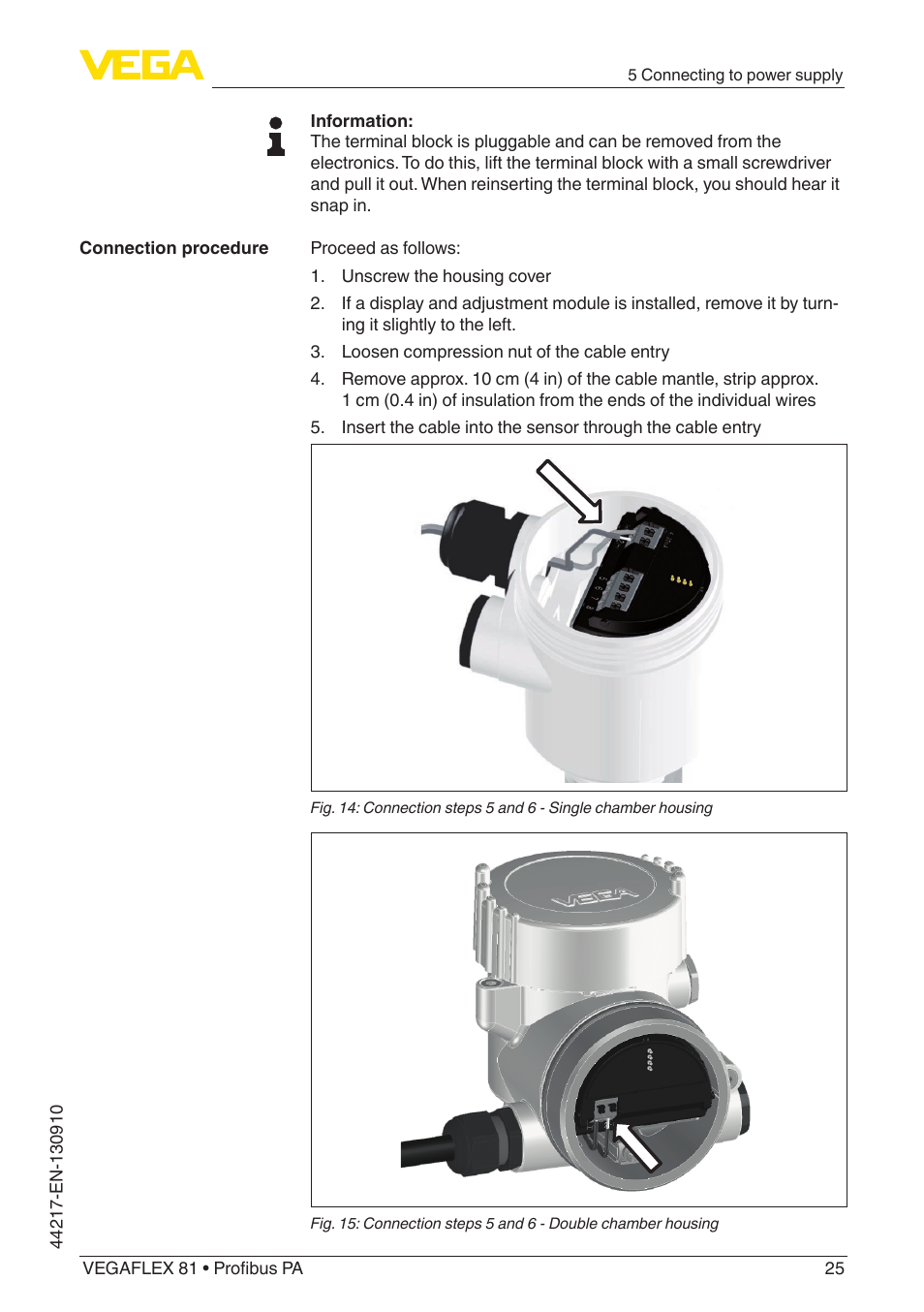 VEGA VEGAFLEX 81 Profibus PA User Manual | Page 25 / 104