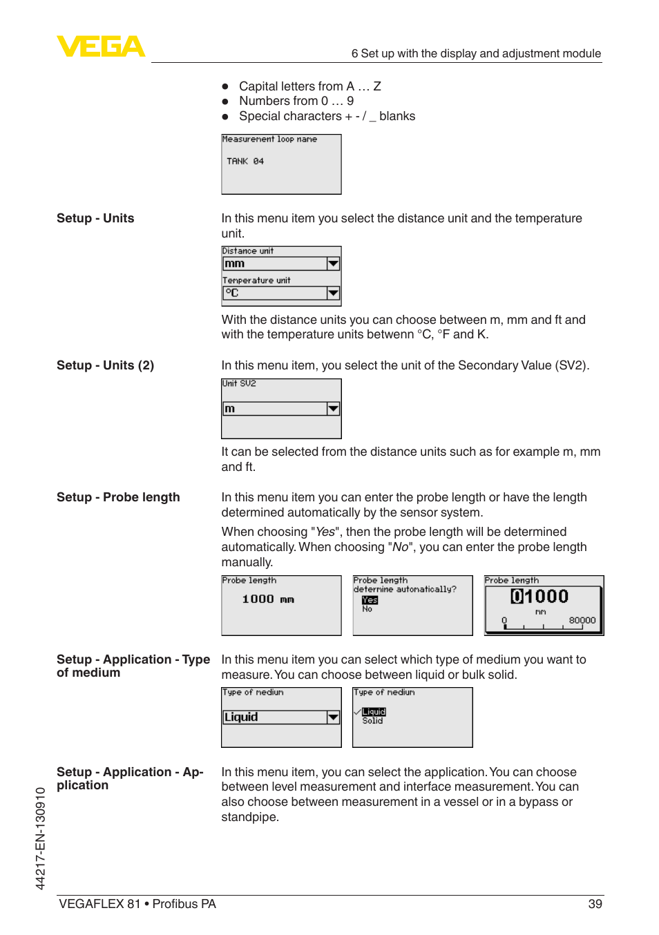 VEGA VEGAFLEX 81 Profibus PA User Manual | Page 39 / 104