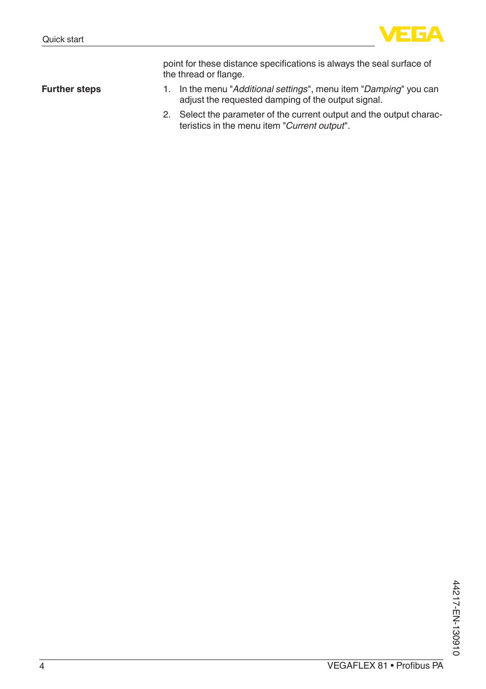 VEGA VEGAFLEX 81 Profibus PA User Manual | Page 4 / 104