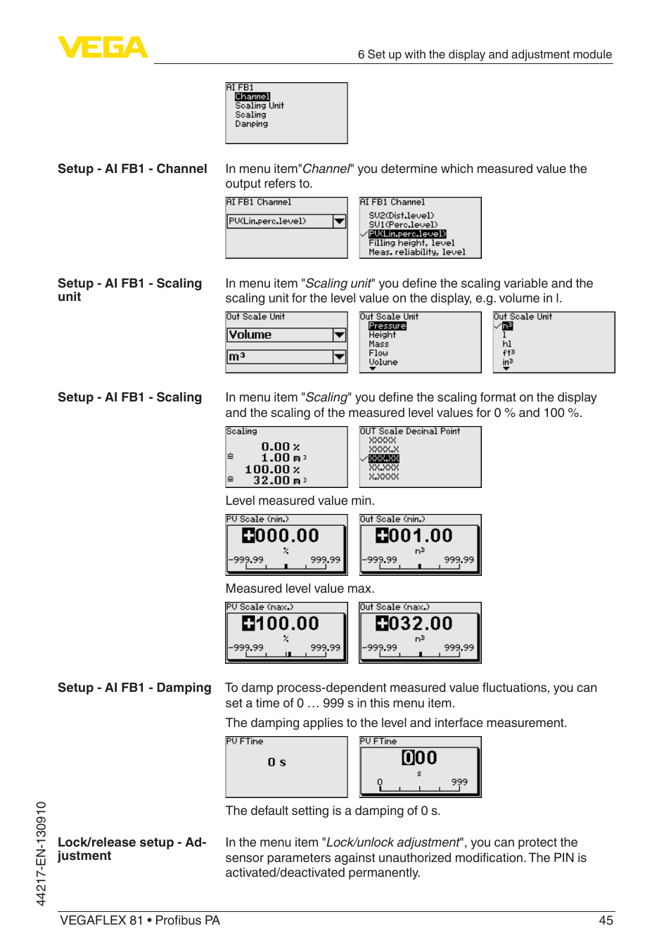 VEGA VEGAFLEX 81 Profibus PA User Manual | Page 45 / 104