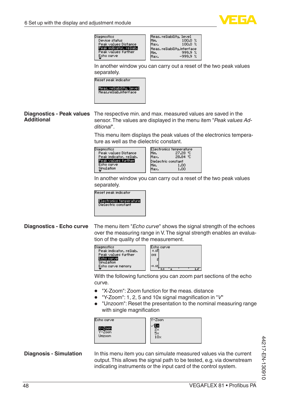 VEGA VEGAFLEX 81 Profibus PA User Manual | Page 48 / 104