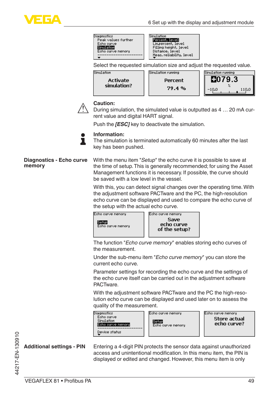 VEGA VEGAFLEX 81 Profibus PA User Manual | Page 49 / 104