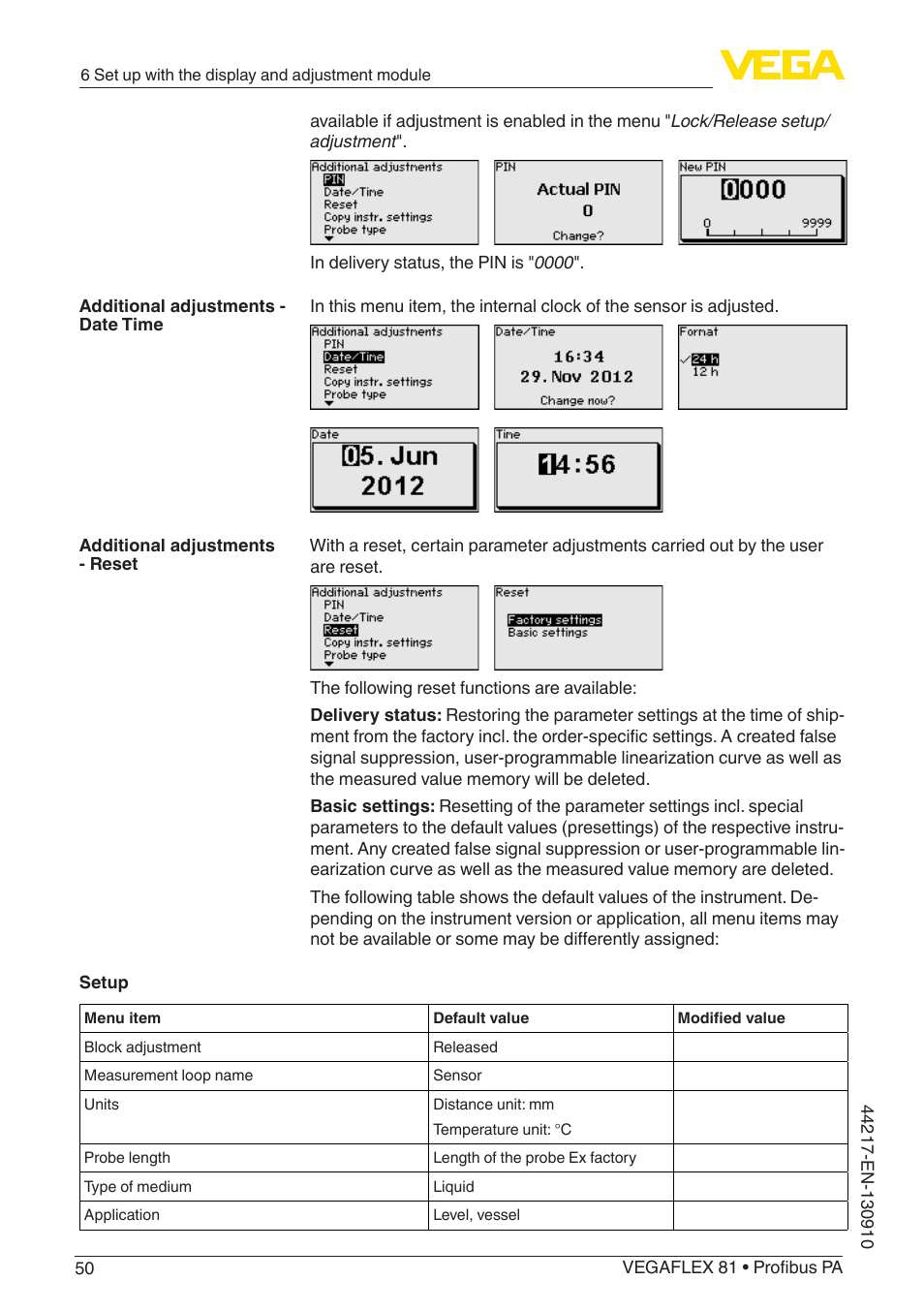 VEGA VEGAFLEX 81 Profibus PA User Manual | Page 50 / 104