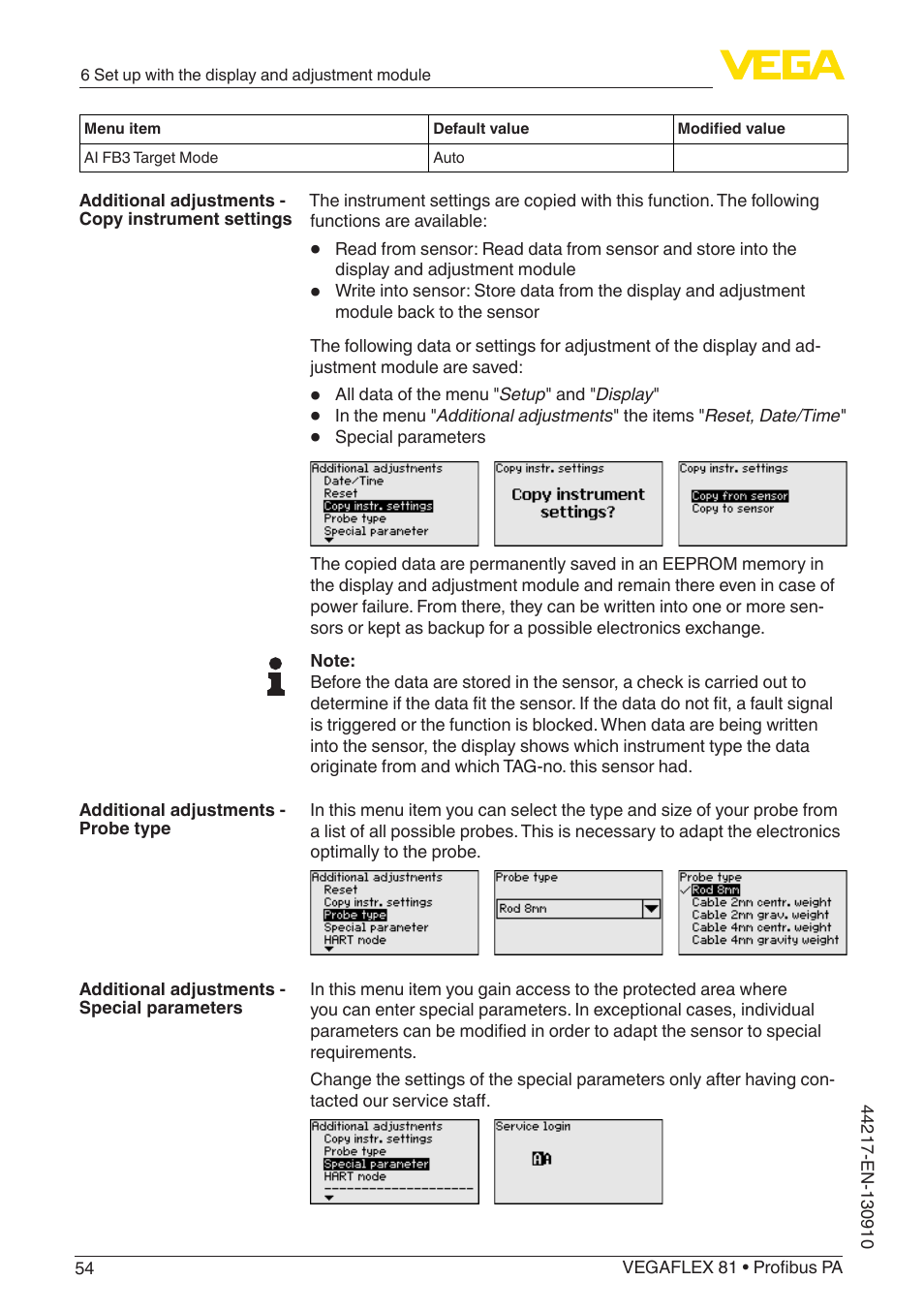 VEGA VEGAFLEX 81 Profibus PA User Manual | Page 54 / 104