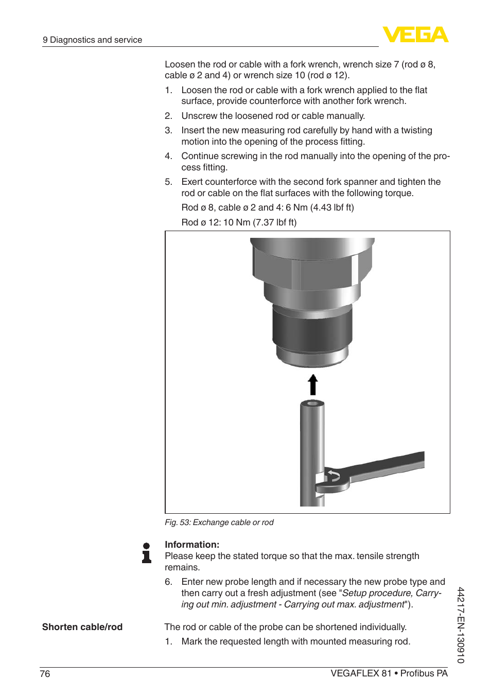 VEGA VEGAFLEX 81 Profibus PA User Manual | Page 76 / 104