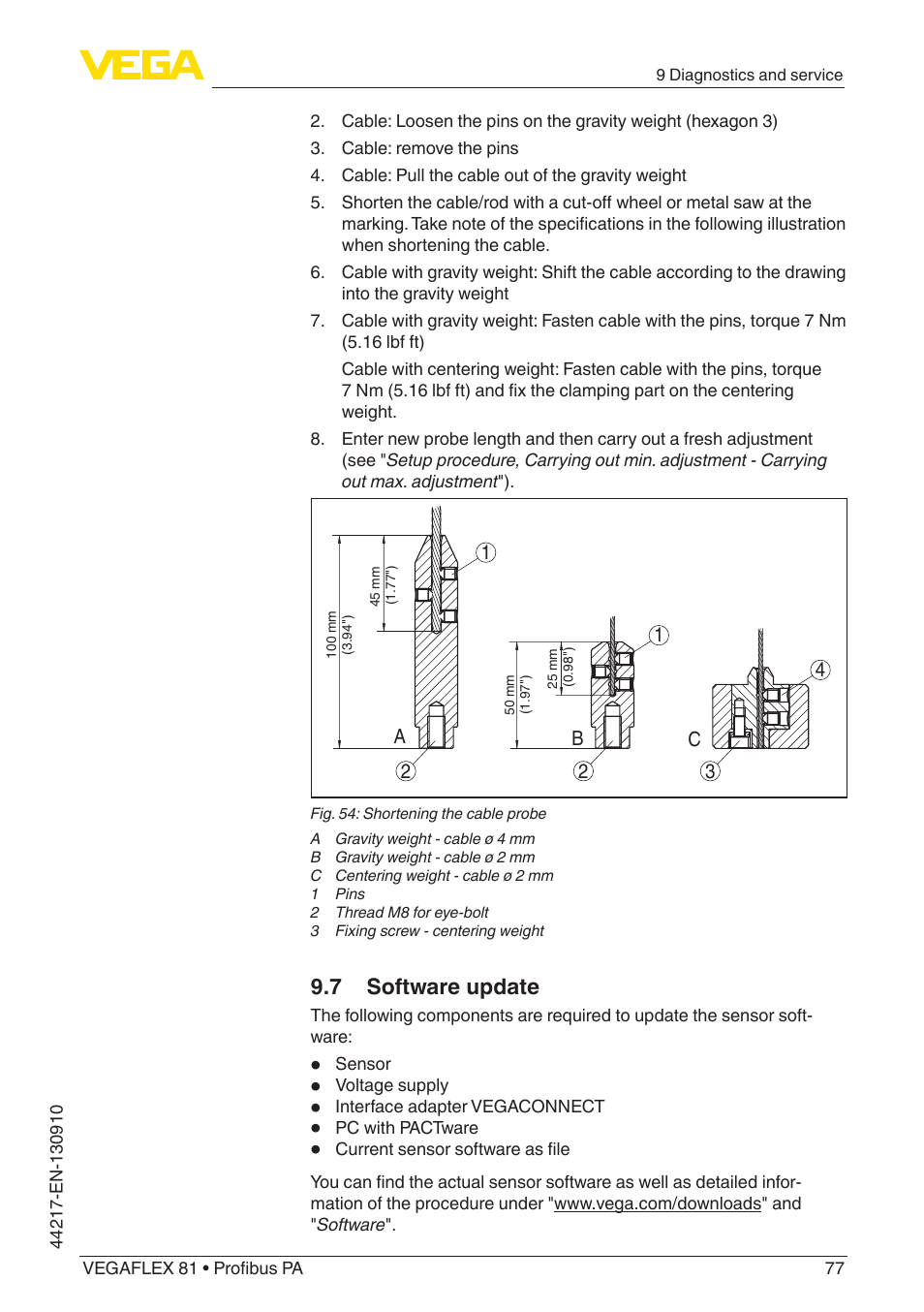 7 software update | VEGA VEGAFLEX 81 Profibus PA User Manual | Page 77 / 104