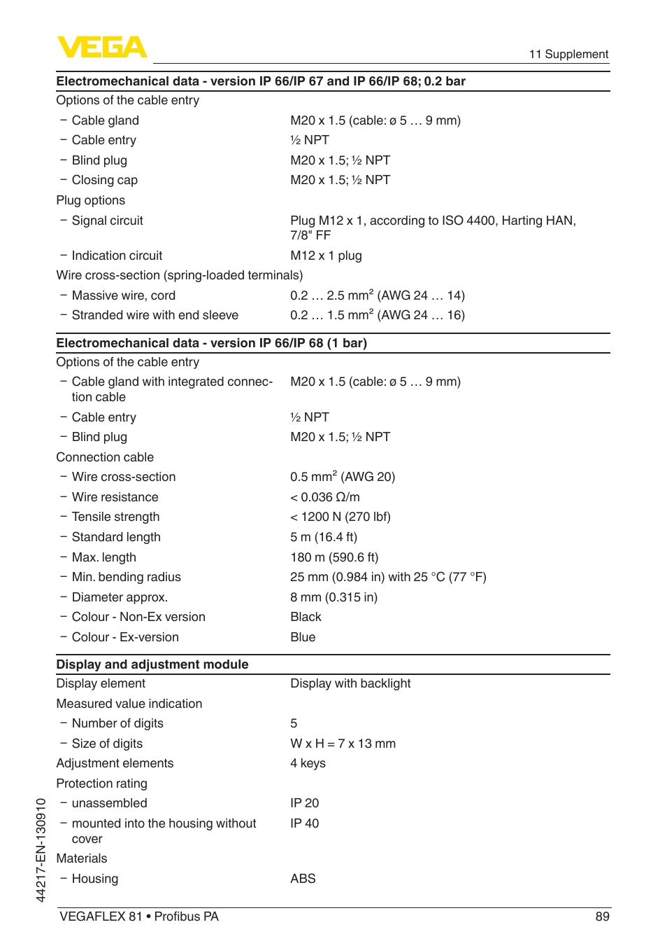 VEGA VEGAFLEX 81 Profibus PA User Manual | Page 89 / 104
