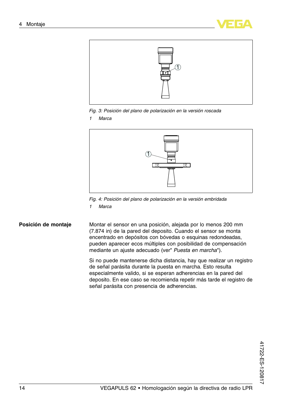 VEGA VEGAPULS 62 (≥ 2.0.0 - ≥ 4.0.0) Modbus and Levelmaster protocol Approval according to LPR radio standard User Manual | Page 14 / 100