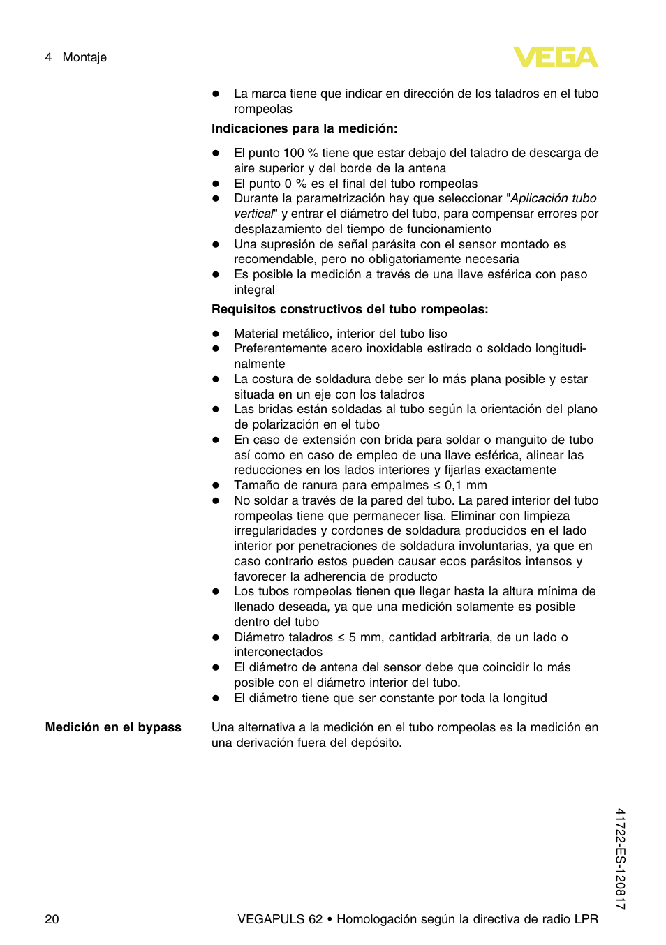 VEGA VEGAPULS 62 (≥ 2.0.0 - ≥ 4.0.0) Modbus and Levelmaster protocol Approval according to LPR radio standard User Manual | Page 20 / 100