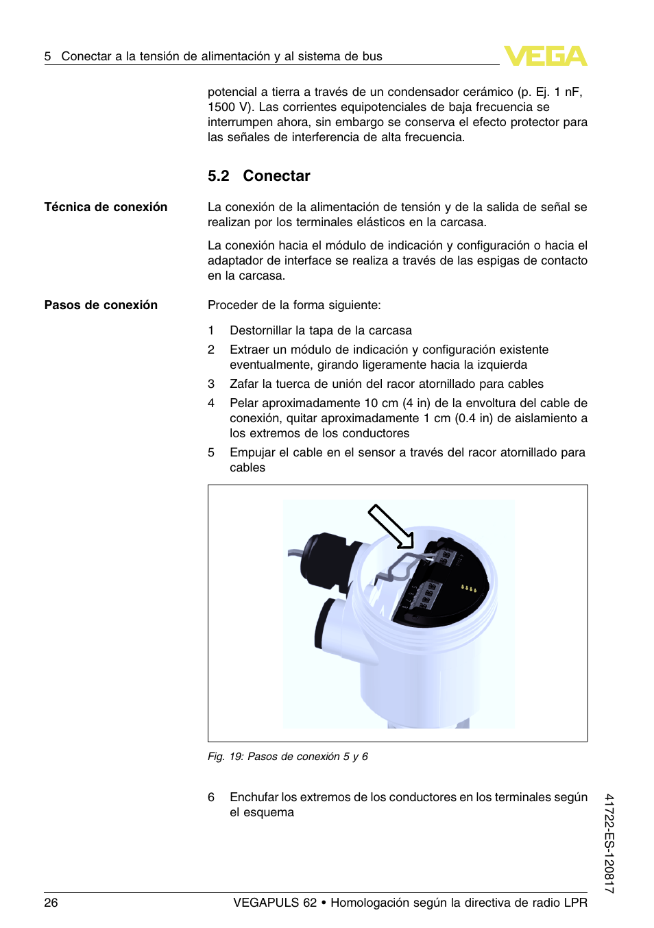 2 conectar, 2 c onectar | VEGA VEGAPULS 62 (≥ 2.0.0 - ≥ 4.0.0) Modbus and Levelmaster protocol Approval according to LPR radio standard User Manual | Page 26 / 100