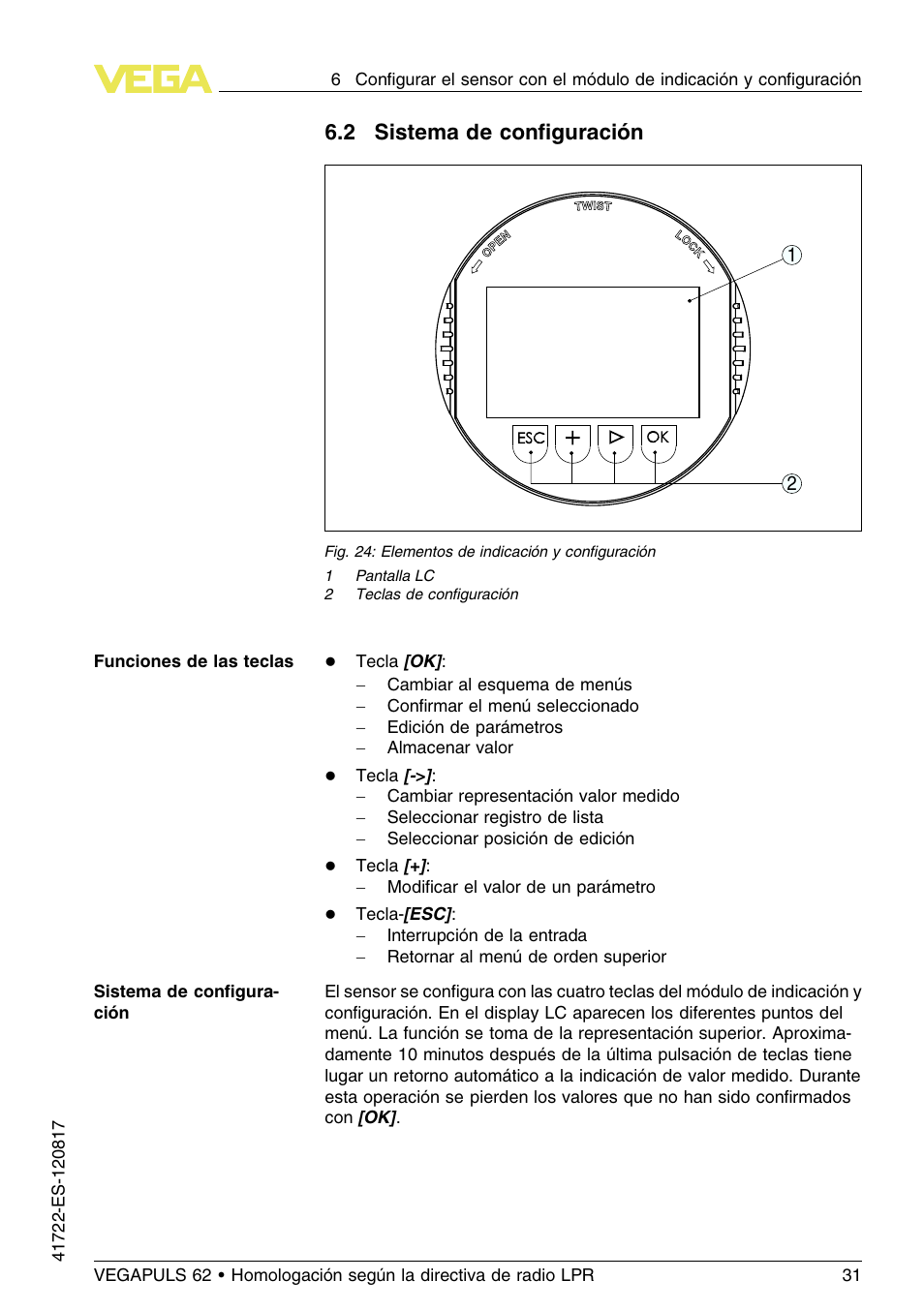 2 sistema de configuración, 2 s istema de conﬁguración | VEGA VEGAPULS 62 (≥ 2.0.0 - ≥ 4.0.0) Modbus and Levelmaster protocol Approval according to LPR radio standard User Manual | Page 31 / 100
