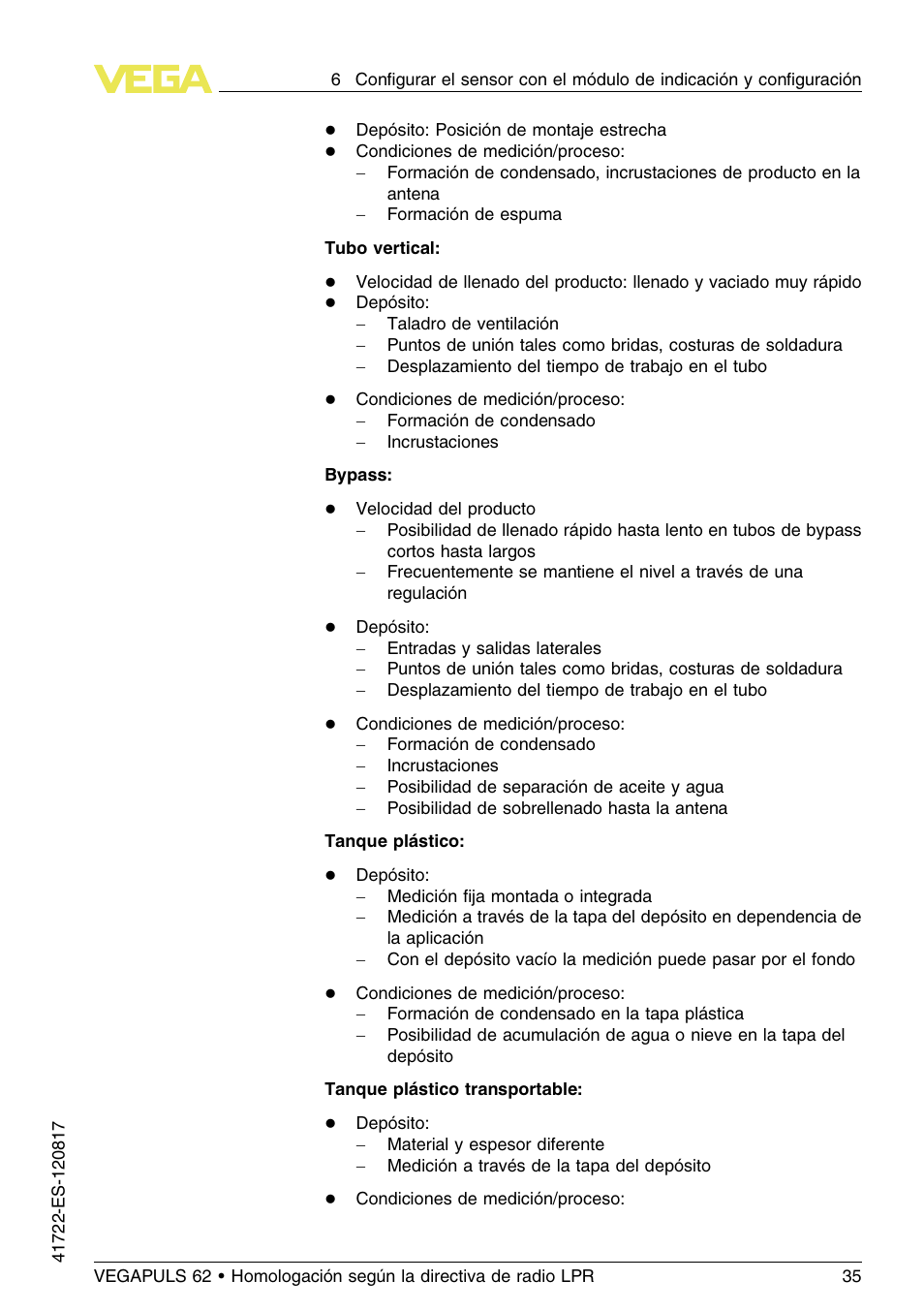 VEGA VEGAPULS 62 (≥ 2.0.0 - ≥ 4.0.0) Modbus and Levelmaster protocol Approval according to LPR radio standard User Manual | Page 35 / 100