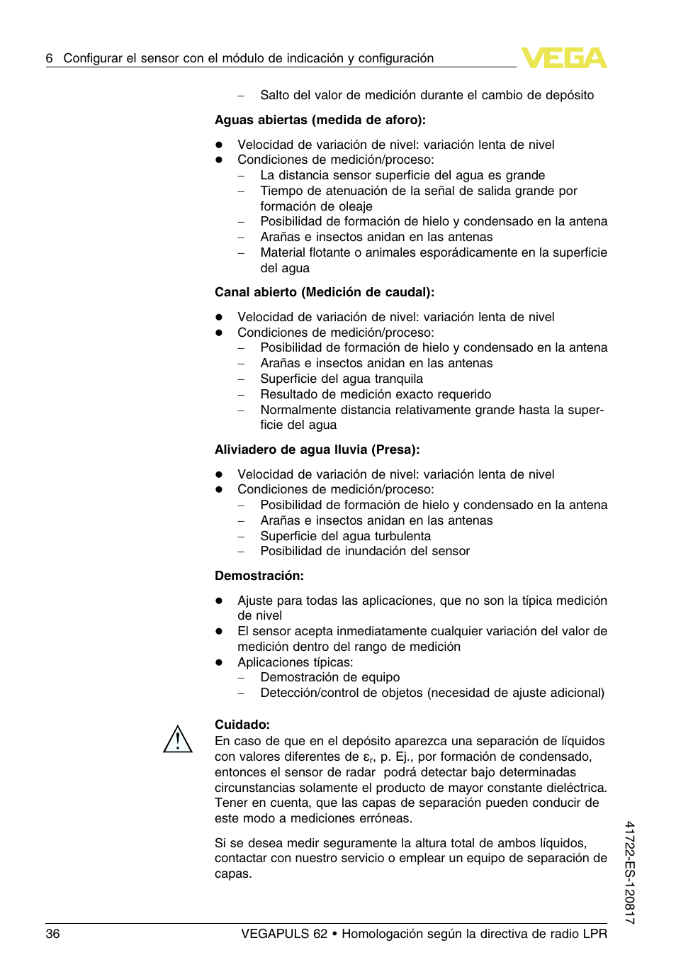 VEGA VEGAPULS 62 (≥ 2.0.0 - ≥ 4.0.0) Modbus and Levelmaster protocol Approval according to LPR radio standard User Manual | Page 36 / 100