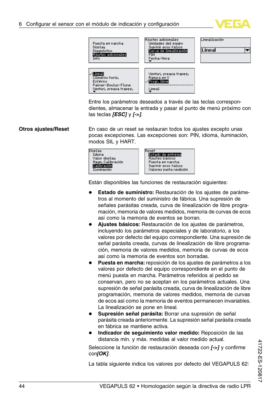 VEGA VEGAPULS 62 (≥ 2.0.0 - ≥ 4.0.0) Modbus and Levelmaster protocol Approval according to LPR radio standard User Manual | Page 44 / 100