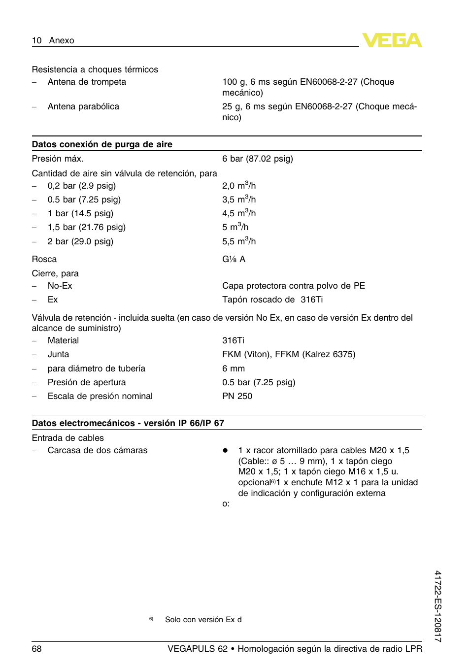 VEGA VEGAPULS 62 (≥ 2.0.0 - ≥ 4.0.0) Modbus and Levelmaster protocol Approval according to LPR radio standard User Manual | Page 68 / 100