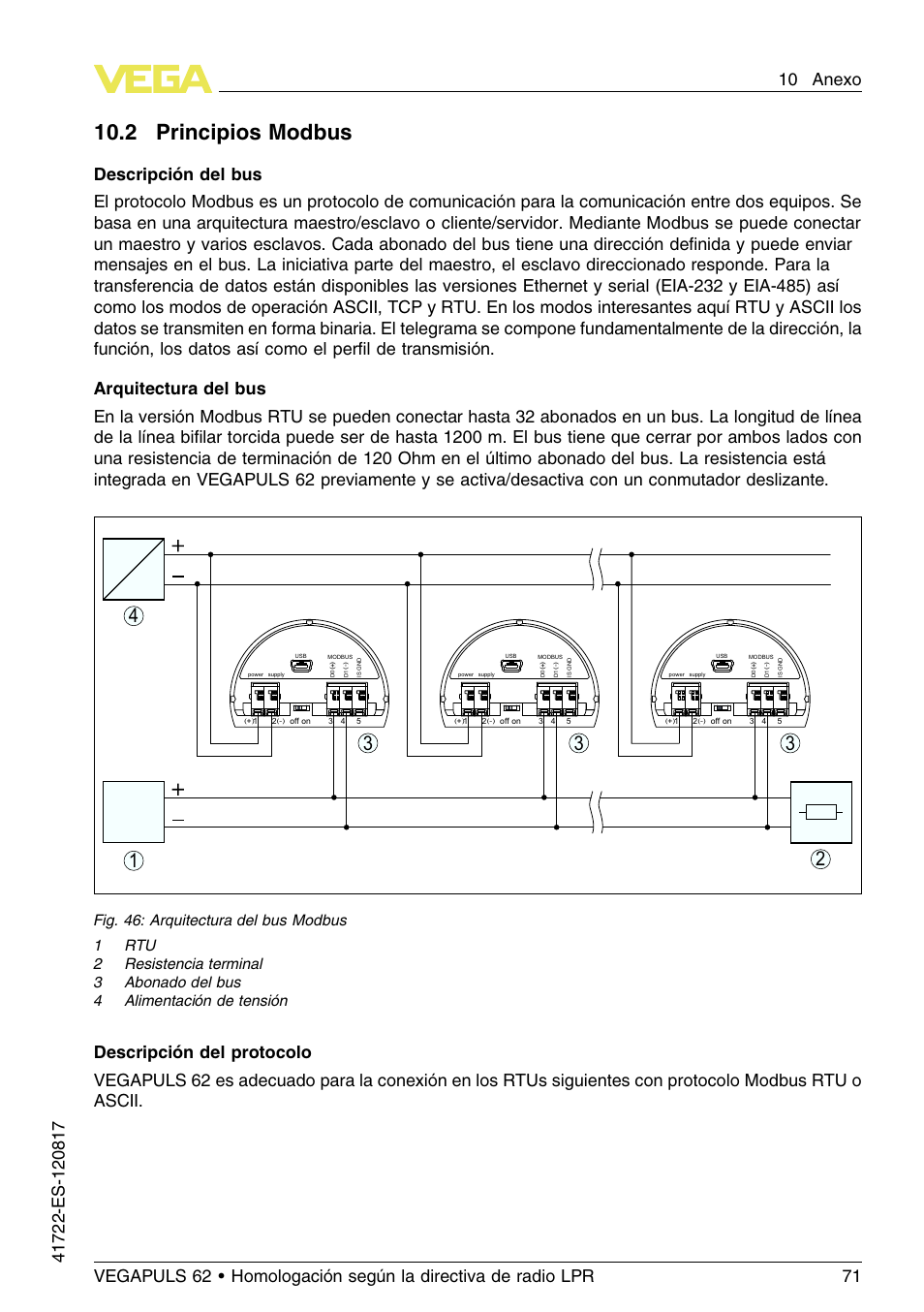2 principios modbus, 10 .2 p rincipios modbus | VEGA VEGAPULS 62 (≥ 2.0.0 - ≥ 4.0.0) Modbus and Levelmaster protocol Approval according to LPR radio standard User Manual | Page 71 / 100