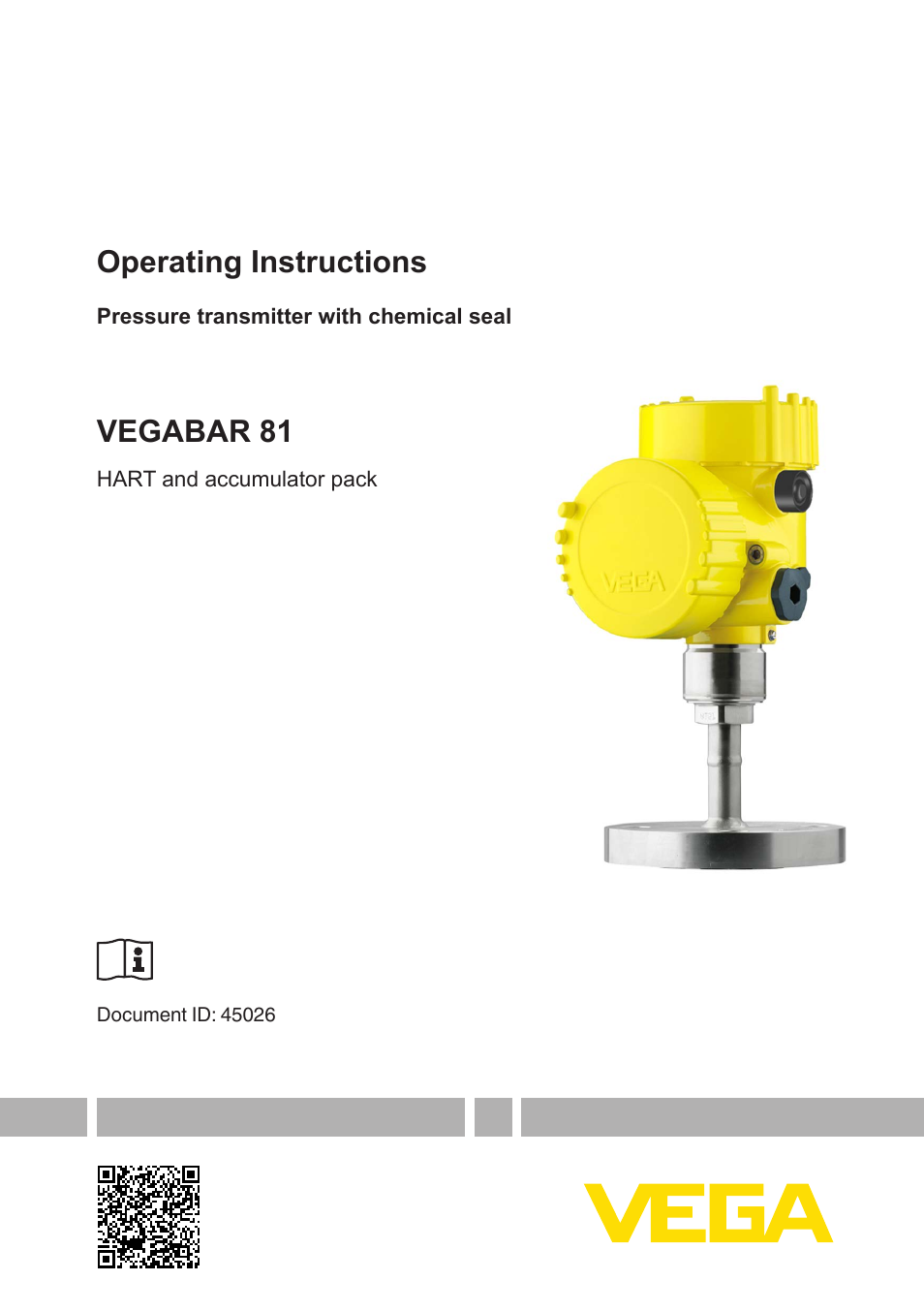 VEGA VEGABAR 81 HART and accumulator pack - Operating Instructions User Manual | 68 pages