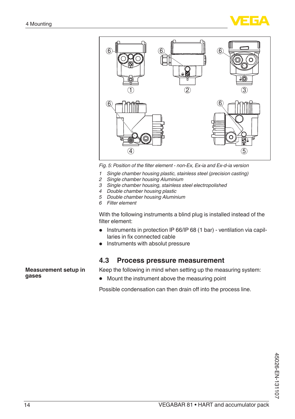 3 process pressure measurement | VEGA VEGABAR 81 HART and accumulator pack - Operating Instructions User Manual | Page 14 / 68