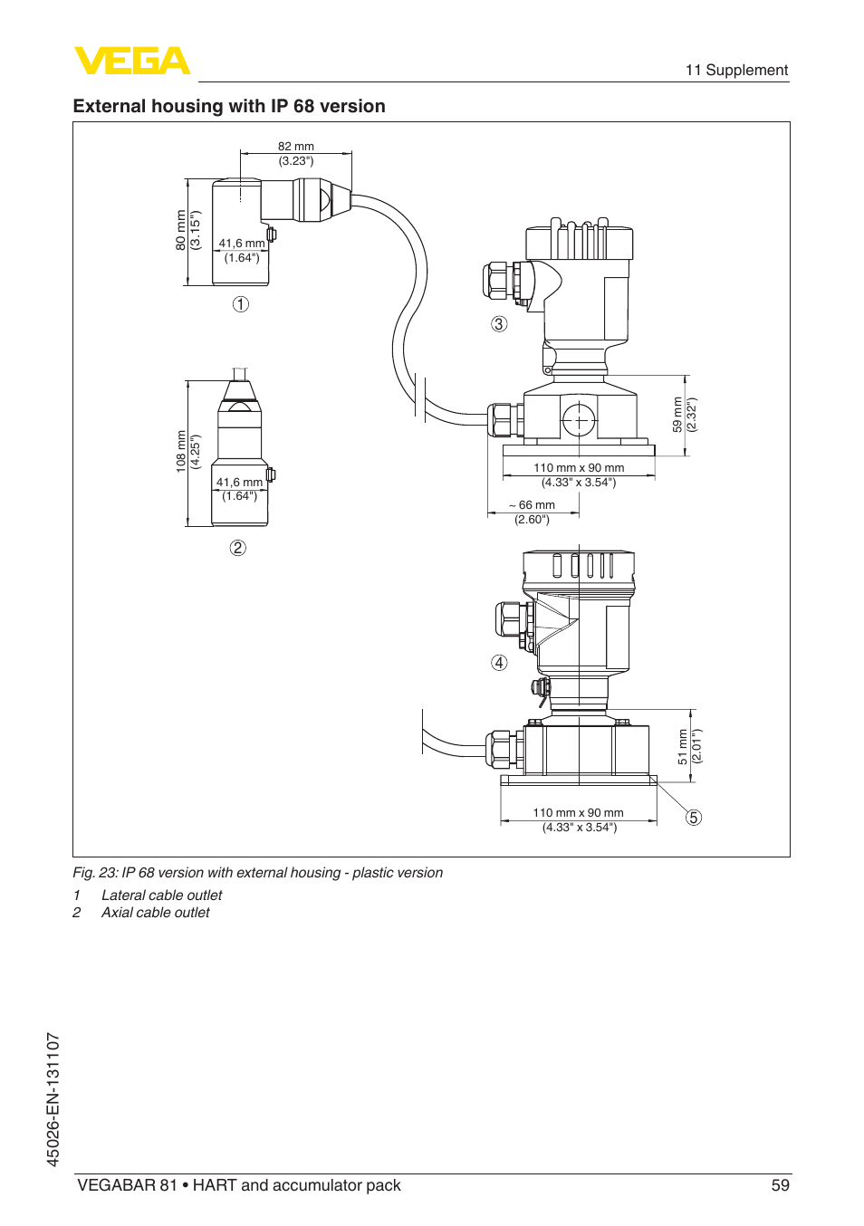 External housing with ip 68 version | VEGA VEGABAR 81 HART and accumulator pack - Operating Instructions User Manual | Page 59 / 68